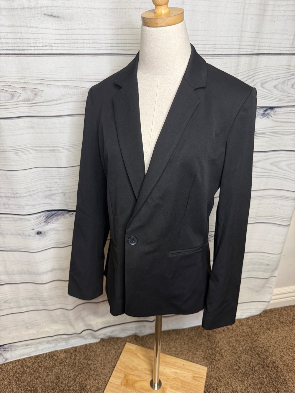 Express Black Single-Button Notch Lapel Blazer